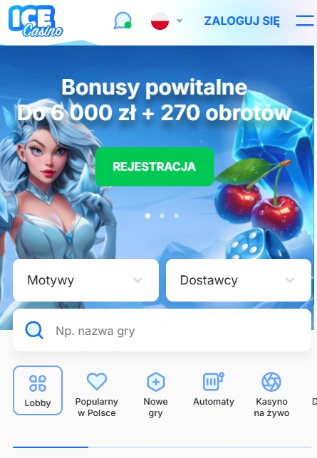 Mobilna strona główna Ice Casino